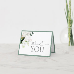 Tropical White & Green Watercolor Thank You Card