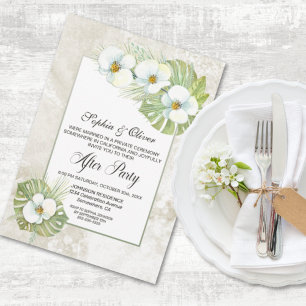 Tropical White Orchid Floral Wedding After Party Invitation