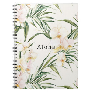Tropical White Orchid Flowers   Notebook