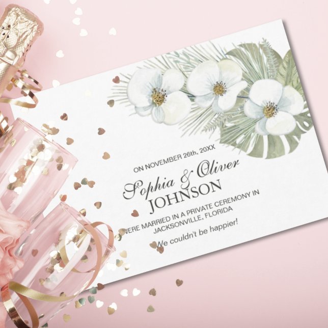 Tropical White Orchid Wedding Announcement (Creator Uploaded)