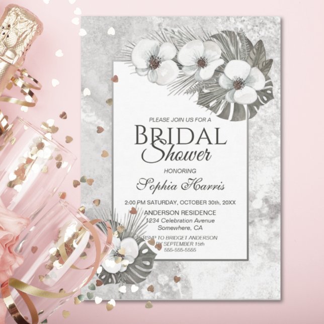 Tropical White Orchids Bridal Shower Invitation (Creator Uploaded)