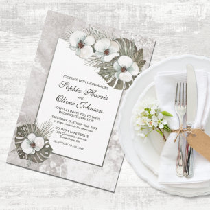 Tropical White Orchids Wedding Invitation
