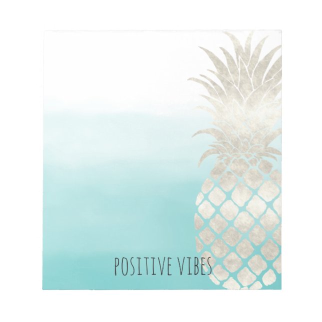 Tropical White Pineapple Aqua Watercolor   Notepad (Front)