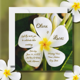 Tropical White Plumeria - New Beginnings - Wedding Invitation