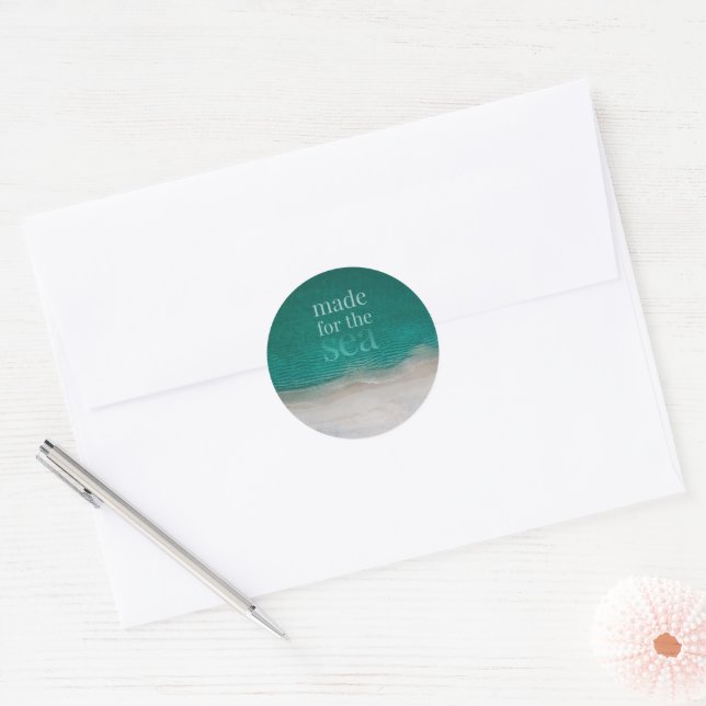 Tropical White Sandy Beach  Classic Round Sticker (Envelope)