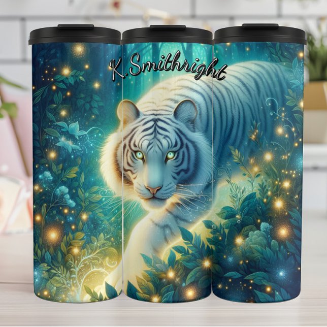 Tropical White Tiger Jungle Thermal Tumbler (Creator Uploaded)