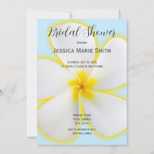 Tropical, White & Yellow Plumeria, Floral Wedding Invitation