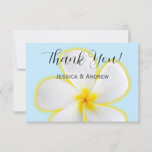 Tropical, White & Yellow Plumeria, Floral Wedding Thank You Card