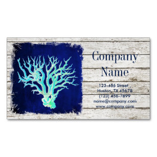 tropical whitewashed wood nautical coral reef 	Magnetic business card