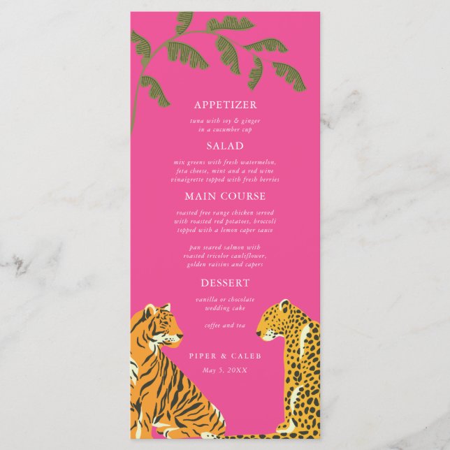 Tropical Wild Cats Wedding  Menu (Front)