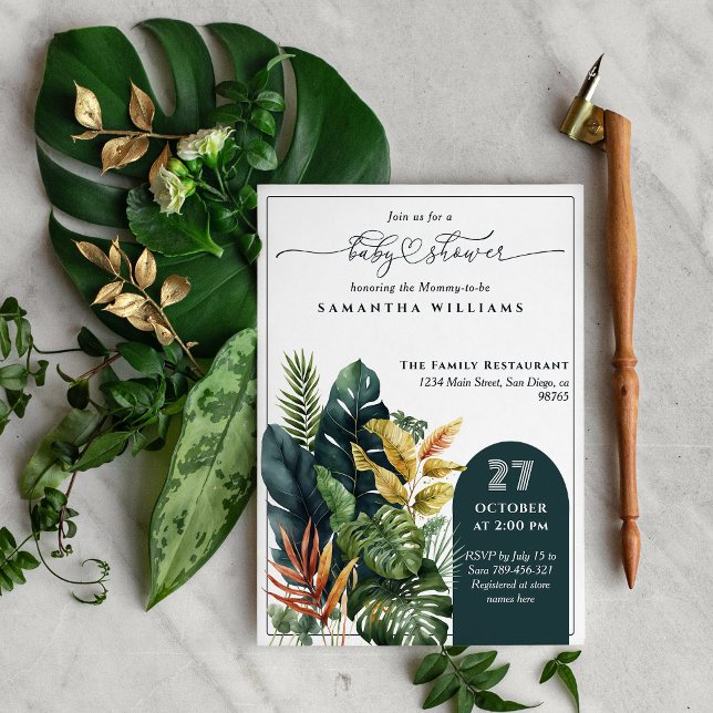  Tropical Wild Elegant Gender Neutral Baby Shower Invitation (Creator Uploaded)