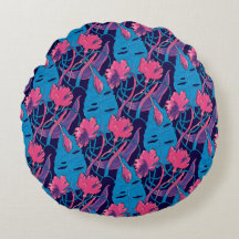 Tropical Wild Flowers Blue Pink Modern Exotic