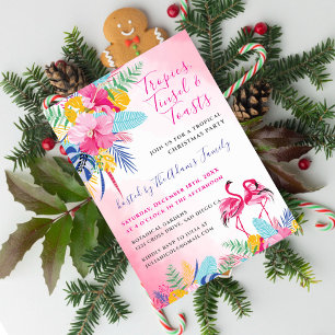 Tropical Wild Forest  Flamingo Christmas Party Invitation