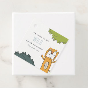 Tropical Wild Jungle Lion Kid Drawn Birthday Favour Tags