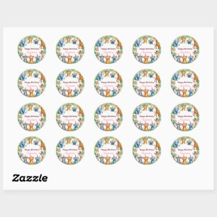 Tropical Wild One Jungle Safari Animals Birthday Classic Round Sticker
