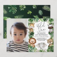 Tropical Wild One Safari Animals 1st Birthday Boy