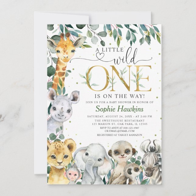Tropical Wild One Safari Animals Boy Baby Shower Invitation (Front)