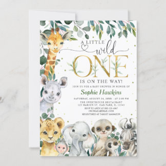 Tropical Wild One Safari Animals Boy Baby Shower Invitation