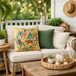 Tropical Wildlife Adventure Pillow
