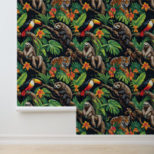 Tropical Wildlife Paradise Self-Adhesive  Wallpaper