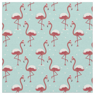 Tropical Winter Christmas Flamingo Pattern Fabric