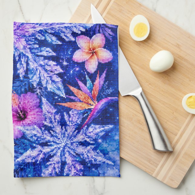 Tropical Winter Snowflakes Tea Towel (Quarter Fold)