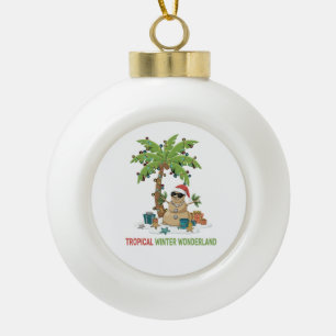 Tropical Winter Wonderland Funny Christmas Ceramic Ball Christmas Ornament