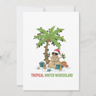 Tropical Winter Wonderland Funny Christmas Thank You Card