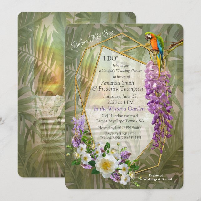 Tropical Wisteria Paradise at the Golden Palace In Invitation (Front/Back)