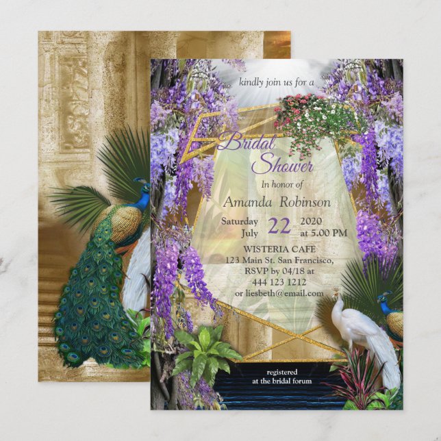 Tropical Wisteria Paradise at the Golden Palace In Invitation (Front/Back)