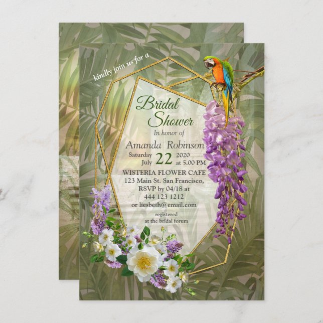 Tropical Wisteria Paradise at the Golden Palace Invitation (Front/Back)