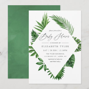 Tropical Woodland Forest Greenery Baby Shower Invitation