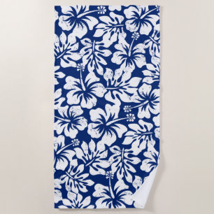 Tropical worn white hibiscus beach towel
