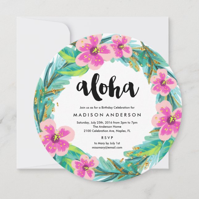 Tropical Wreath Party Invitation (Front)