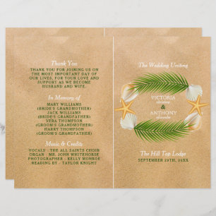 Tropical Wreath Sandy Beach Wedding Program