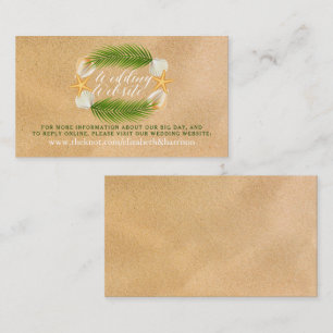 Tropical Wreath Sandy Beach Wedding Website Enclosure Card