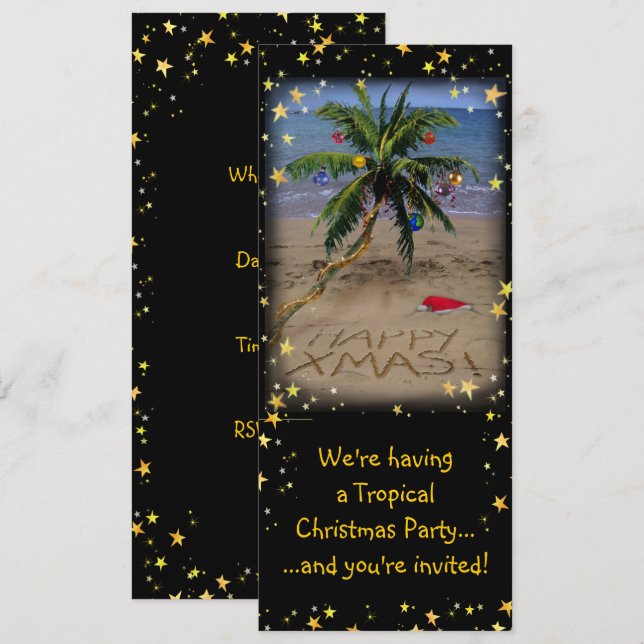 Tropical X-mas Party Invitation (Front/Back)