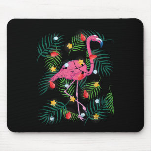 Tropical Xmas Funny Pink Flamingo Hawaiian Christm Mouse Pad