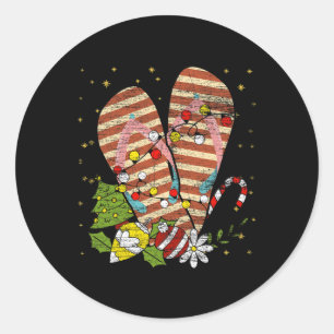 Tropical Xmas Summer Vacation Flip Flops Christmas Classic Round Sticker