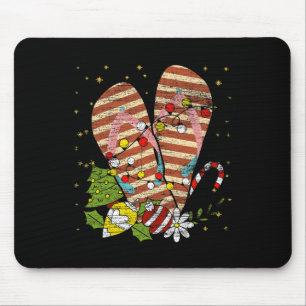 Tropical Xmas Summer Vacation Flip Flops Christmas Mouse Pad