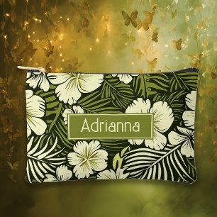Tropical Yellow and Green Floral Accessory Pouch