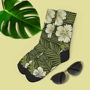 Tropical Yellow and Green Floral  Socks