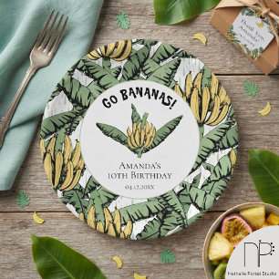 Tropical Yellow Banana Leaves White Paper Plates