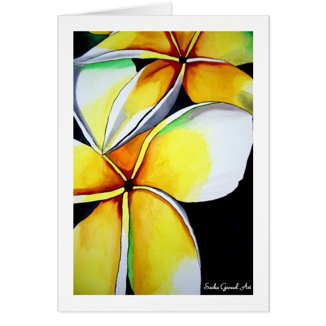 Tropical Yellow Frangipani flower original art (Front)