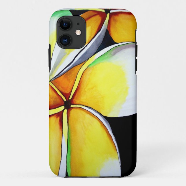 Tropical Yellow Frangipani flower original art Case-Mate iPhone Case (Back)