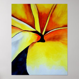 Tropical Yellow Frangipani flower original art Poster