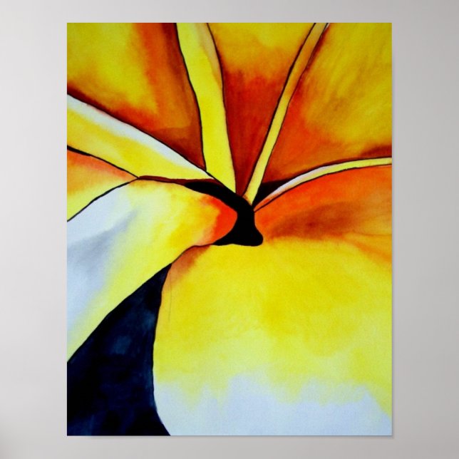 Tropical Yellow Frangipani flower original art Poster (Front)
