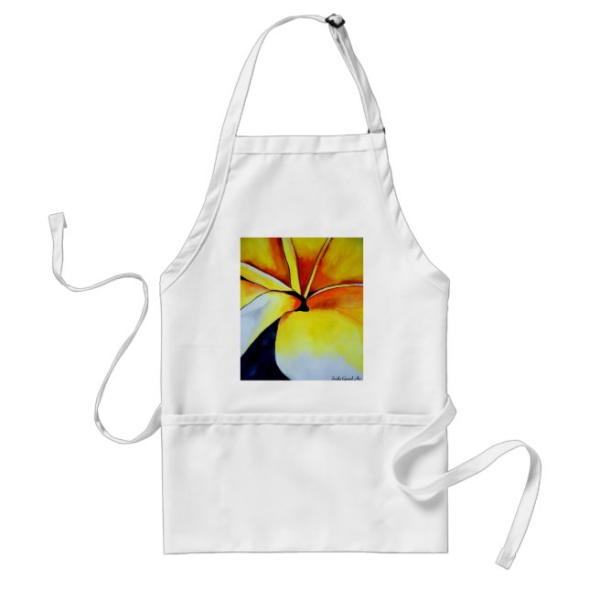 Tropical Yellow Frangipani flower original art Standard Apron (Front)