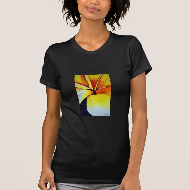Tropical Yellow Frangipani flower original art T-Shirt (Front)