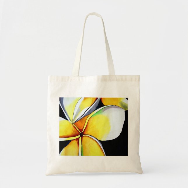 Tropical Yellow Frangipani flower original art Tote Bag (Front)